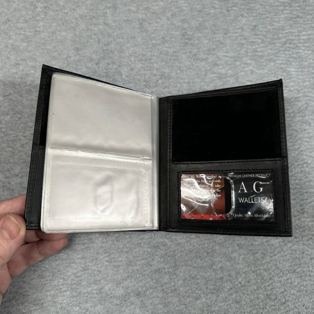 AG Wallets Genuine Leather RFID Bifold Men's Black Cowhide Billfold‎ NEW